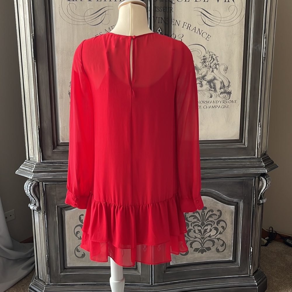 BCBG RED Ruffle DRESS - Picture 4 of 12